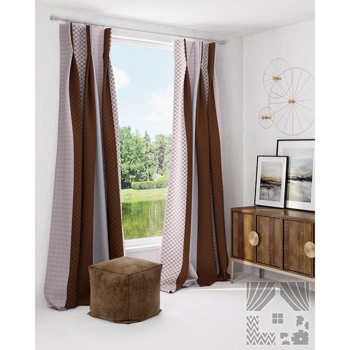 Шторы «Адетта», размер 150х260 см-2 шт. цвет коричневый