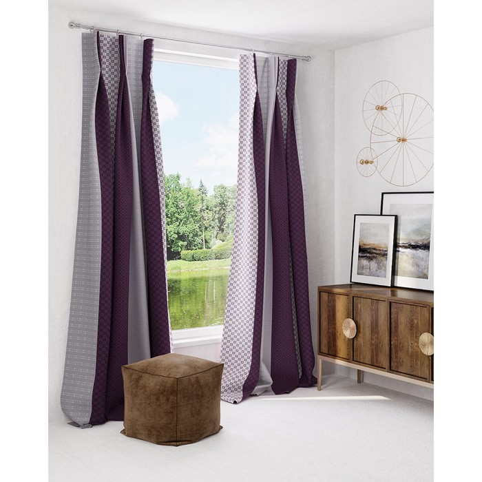 Шторы «Адетта», размер 150х260 см-2 шт. цвет баклажан