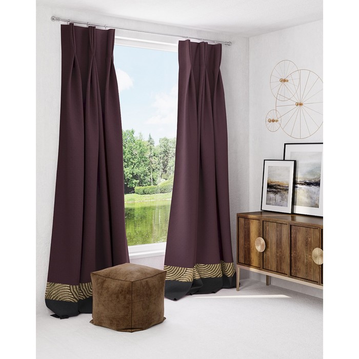 Шторы «Дарла», размер 150х260 см-2 шт. цвет винный