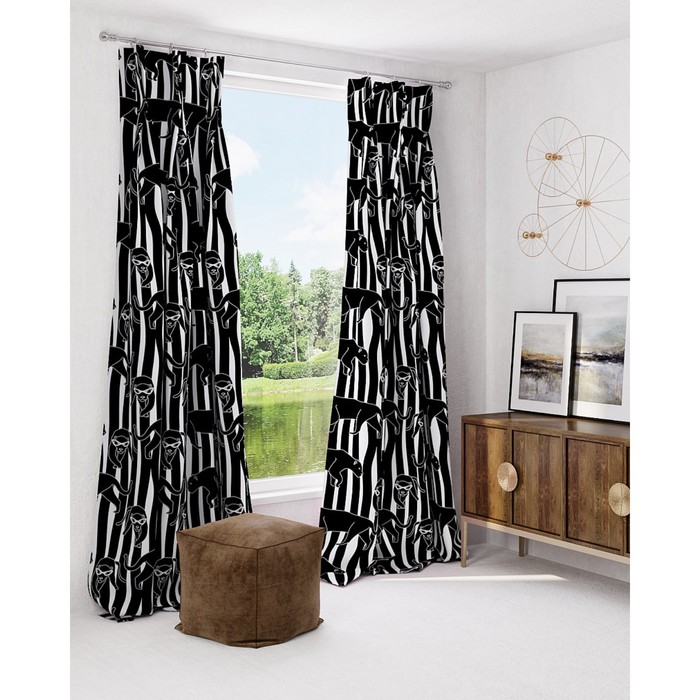 Шторы «Пантерил», размер 150х260 см-2 шт. цвет чёрный