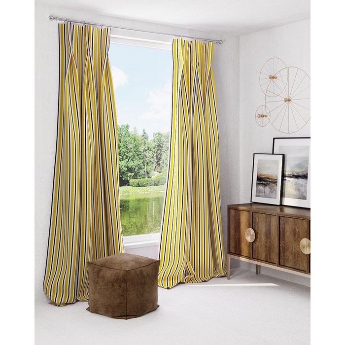 Шторы «Маркель», размер 150х260 см-2 шт. цвет жёлтый