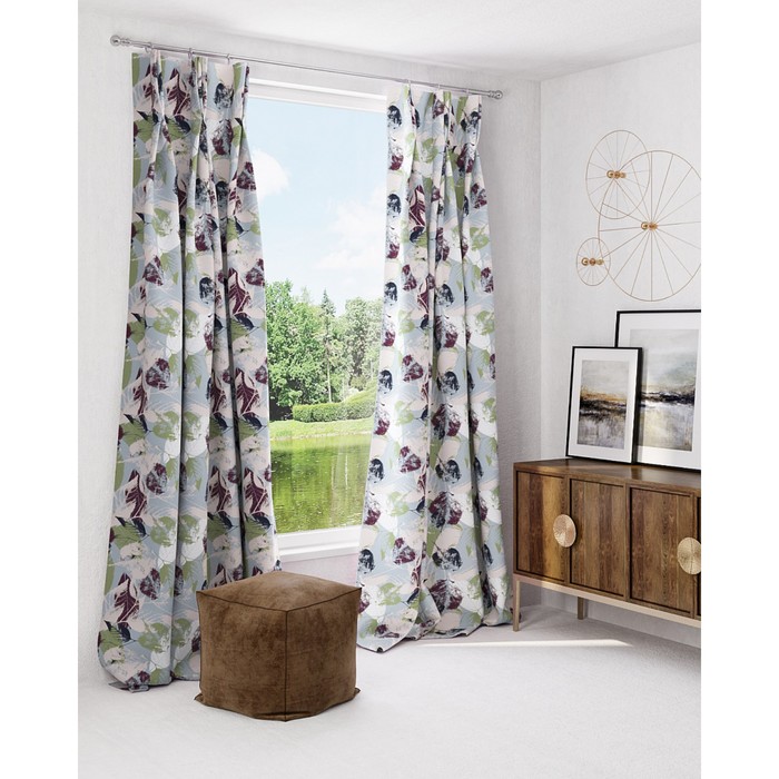 Шторы «Гретель», размер 150х260 см-2 шт, цвет зелёно-голубой