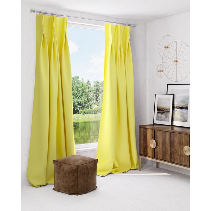 Шторы «Грейси», размер 150х260 см-2 шт, цвет лимонный