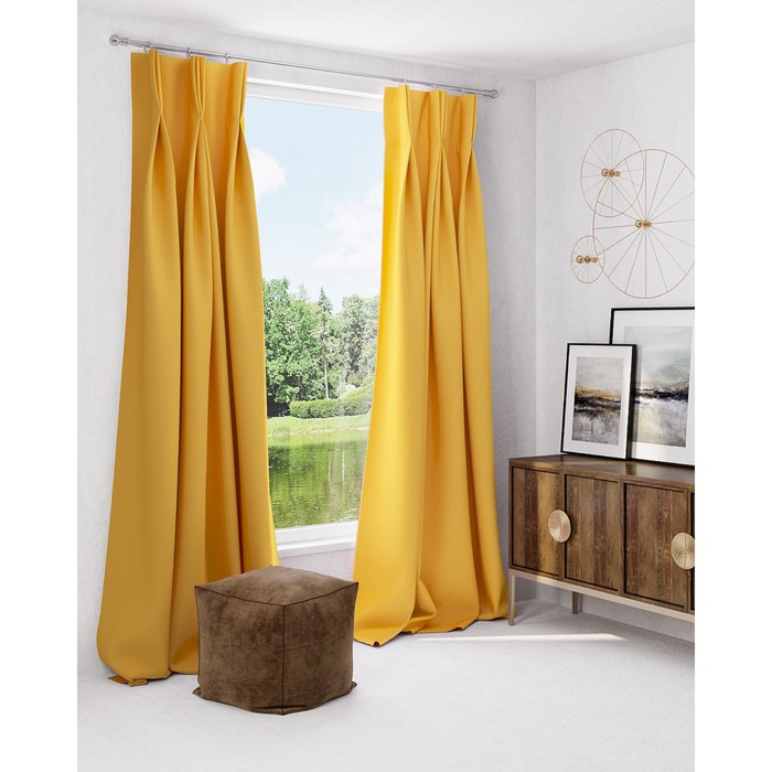 Шторы «Грейси», размер 150х260 см-2 шт, цвет янтарный