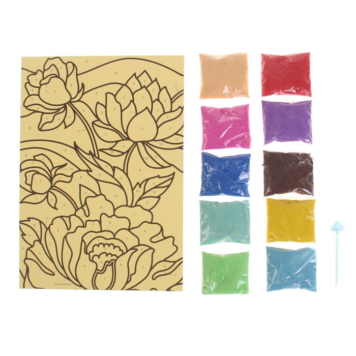 Фреска песком для взрослых "Пионы"