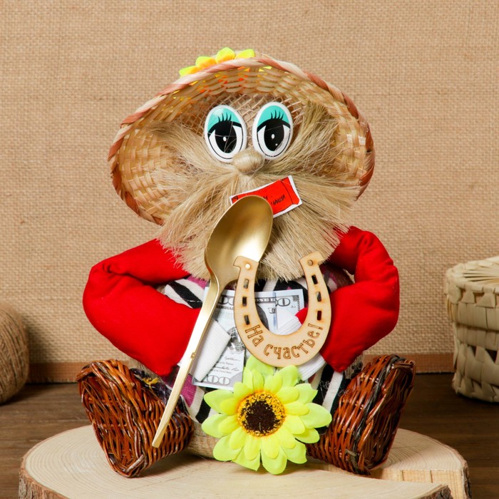 Сувенир «Домовой», с подковой и купюрой, 21х16х28 см, микс