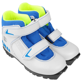 Ботинки лыжные TREK Snowrock NNN ИК, цвет белый, лого синий, размер 35 от Сима-ленд
