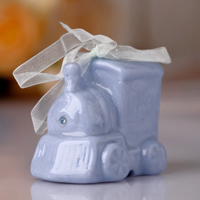 Сувенир керамика колокольчик "Голубой паровозик" 5х4х6,3 см