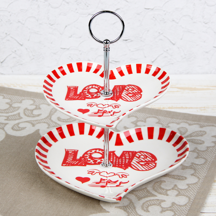 Блюдо "Любовь", 2 яруса, рисунок МИКС