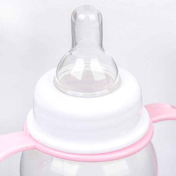 Бутылочка для кормления «Мой цветочек» с ручками, 150 мл, от 0 мес., цвет розовый