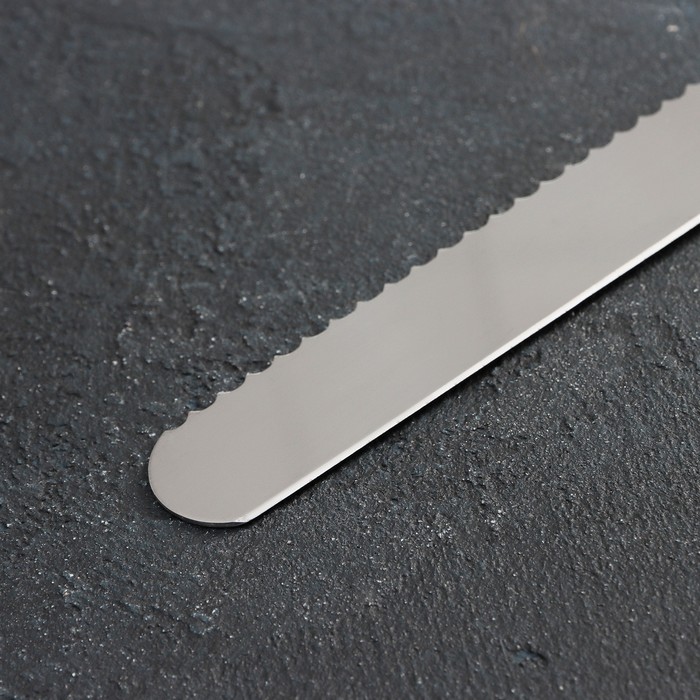 Нож для бисквита двусторонний, с крупными зубцами и ровным краем, лезвие 25 см