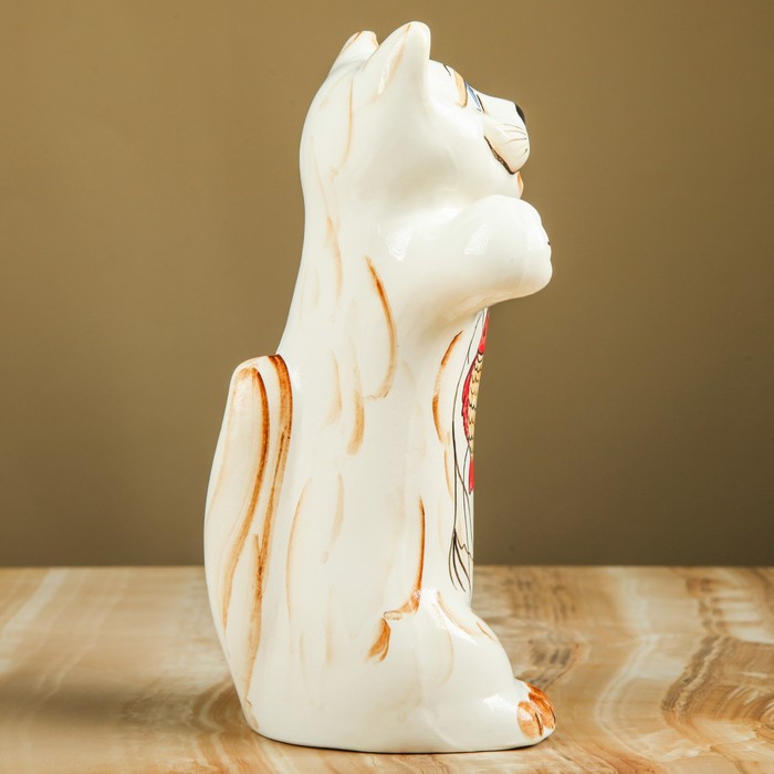 Фигурка "Кот-рыбак" майолика 20 см