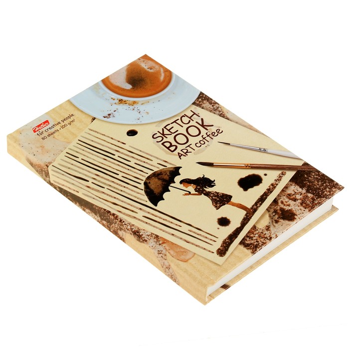 Бизнес-блокнот (скетчбук) А6, 80 листов Art Coffee, твёрдая обложка, блок 100 г/м2