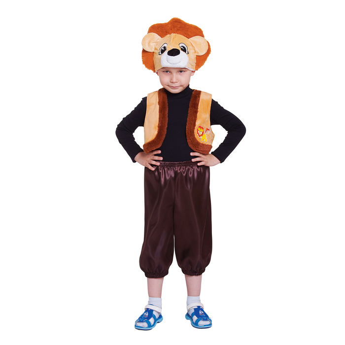 Карнавальный костюм "Львёнок", шапка, жилет, бриджи, р-р 30, рост 110-116 см