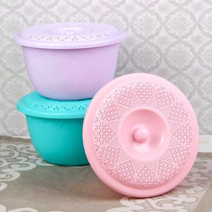 Миска-фруктовница 1,1 л, с крышкой, цвет МИКС