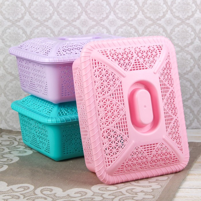 Миска-фруктовница 2 л с крышкой, цвет МИКС