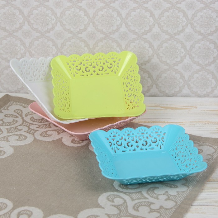 Ваза для хлеба и фруктов "Амалия" квадратная, цвета МИКС