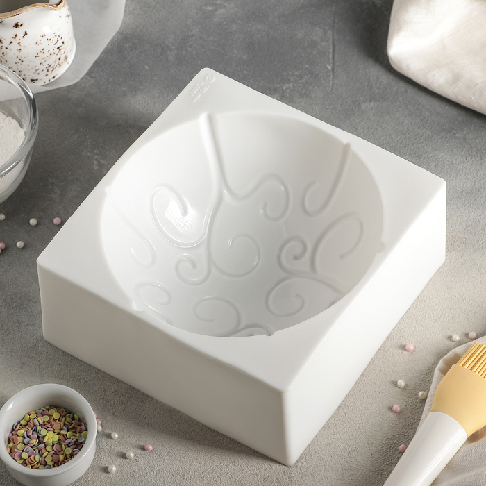 Форма для выпечки и муссовых десертов 19,3х9,2 см "Вензель", цвет белый