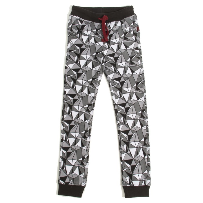 Брюки для мальчика, рост  128-134 см, цвет серый, принт треугольники 11051801/0714