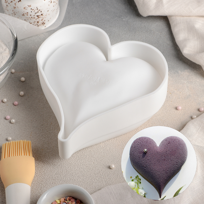 Форма для выпечки и муссовых десертов "Сердечко", цвет белый