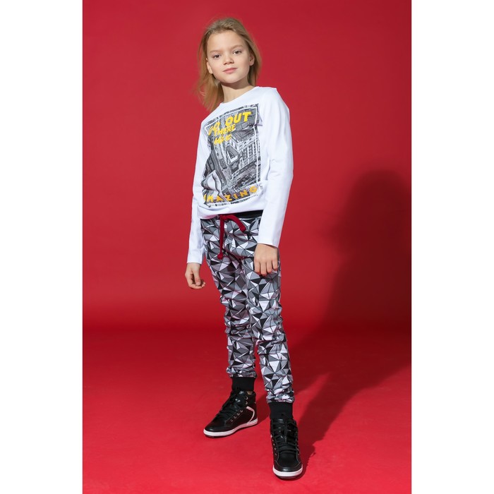 Брюки для мальчика, рост 98-104 см, цвет серый, принт треугольники 11051801/0714