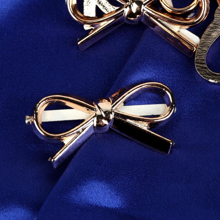 Декоративный элемент на прокол "Бант", 3,9 х 2,1см, 5 пар, цвет золотой