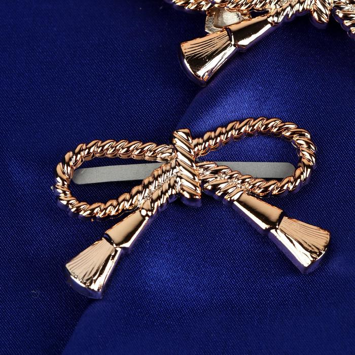 Декоративный элемент на прокол "Бант", 4,7*3,2см, 5 пар, цвет золотой,