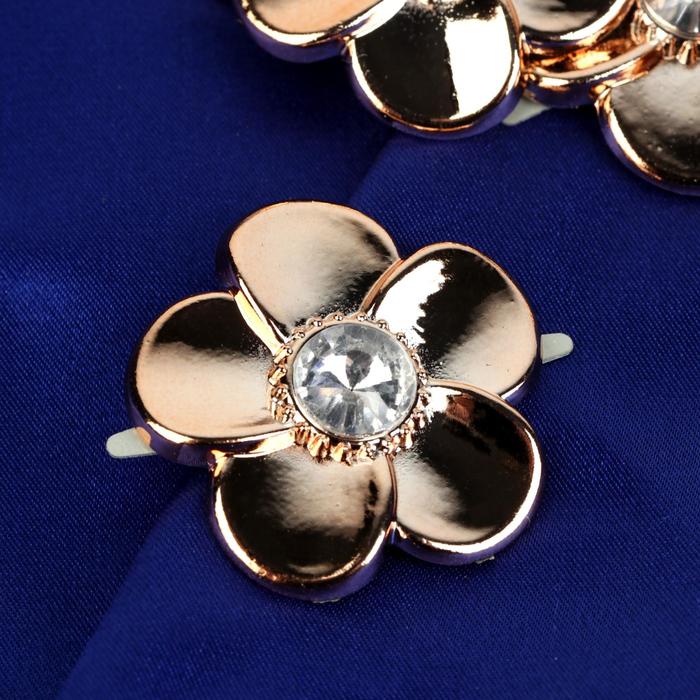 Декоративный элемент на прокол "Цветок", d=3,5см, 5 пар, цвет золотой