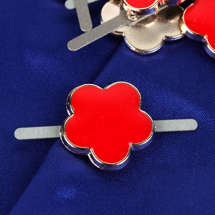 Декоративный элемент на прокол "Цветок", d=2,3см, 5 пар, цвет золотой/красный,