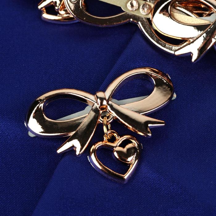 Декоративный элемент на прокол "Бант", 4,7 х 3,3см, 5 пар, цвет золотой