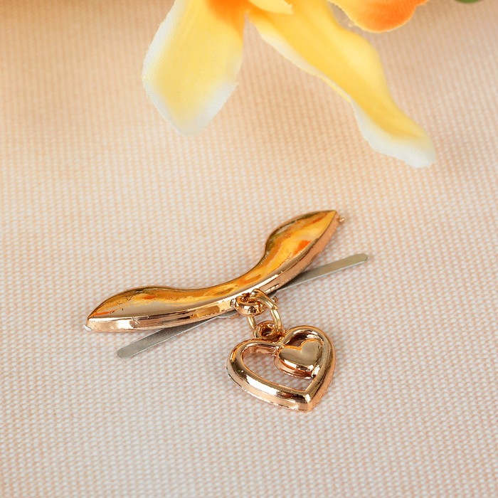 Декоративный элемент на прокол "Сердце", 4,2*3,2см, 5 пар, цвет золотой,