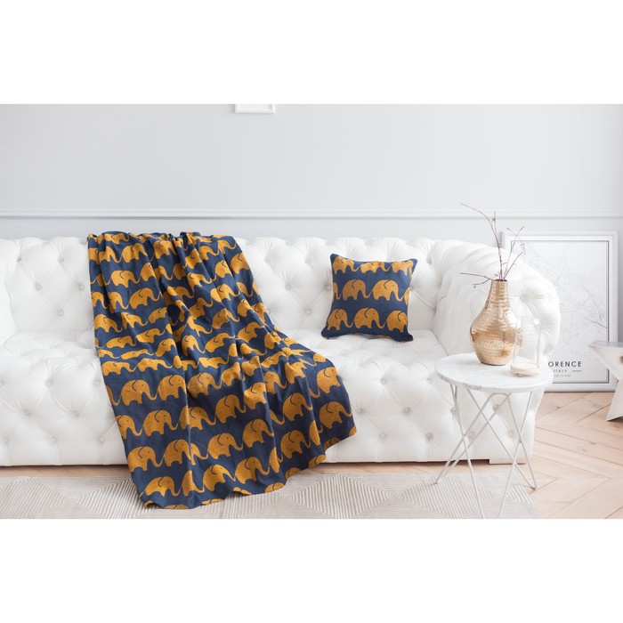 Декоративная наволочка "Этелька" Слоники р-р 40*40 см, хлопок 100%, цв.Желтый, 210 г/м2