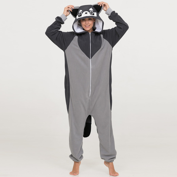 Комбинезон-кигуруми "Серый енот", р-р 44-46 (S), рост 164-172 см