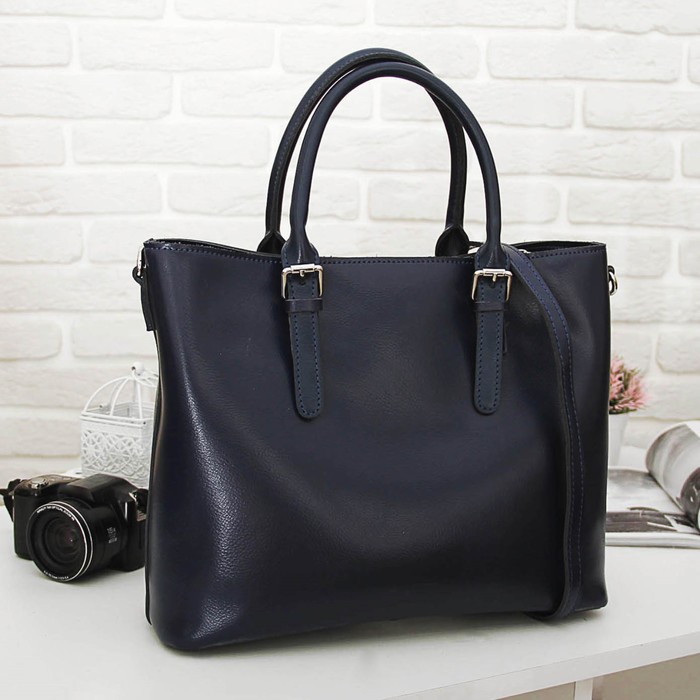 Сумка женская, отдел с перегородкой на молнии, длинный ремень, цвет синий