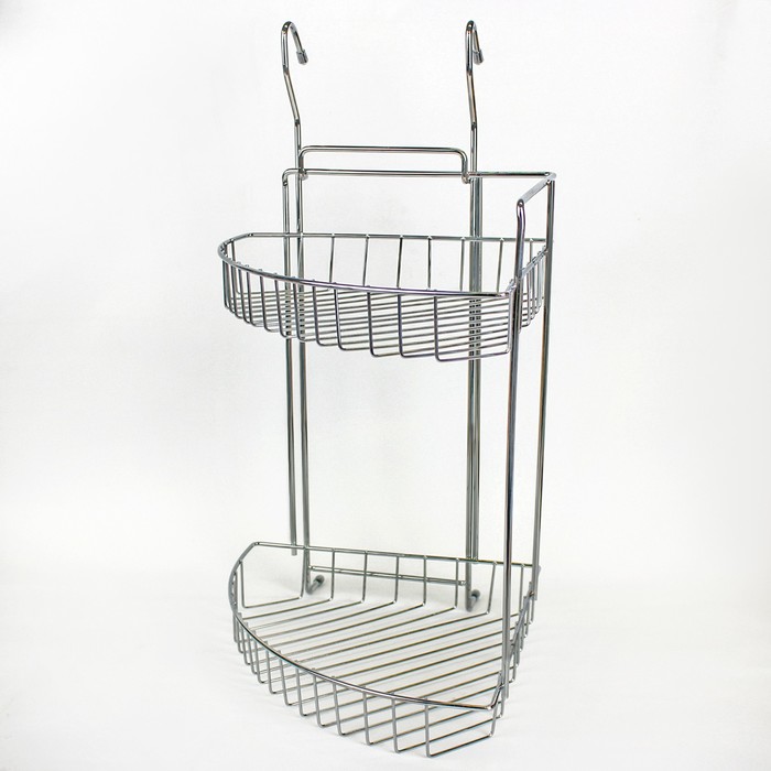 Полка угловая 2х-ярусная на рейлинг, цвет хром