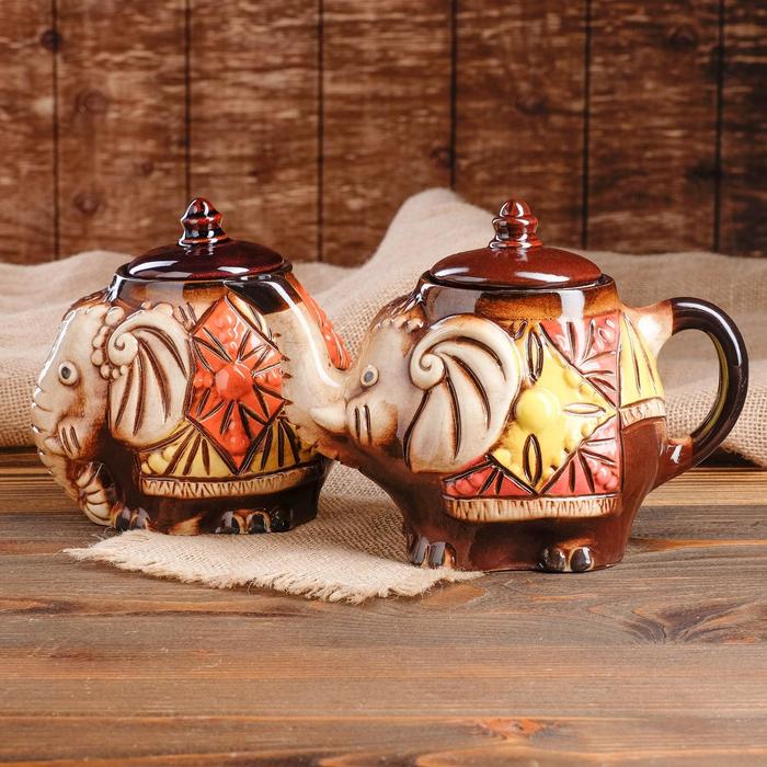 Чайный набор "Слоны" чайник 0,95 л, сахарница 0,78 л