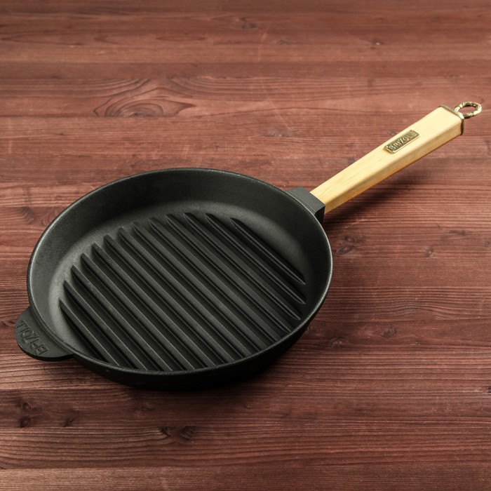 Сковорода чугунная гриль ТМ "BRIZOLL" 260х40 ручка "КЛАССИК"