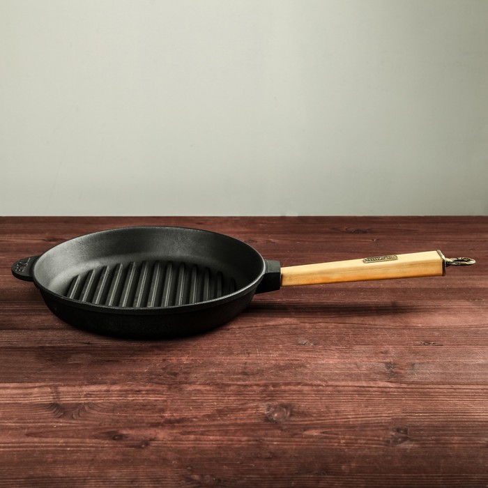 Сковорода чугунная гриль ТМ "BRIZOLL" 260х40 ручка "КЛАССИК"