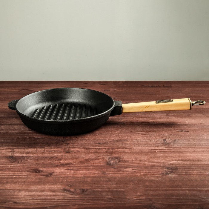 Сковорода чугунная гриль ТМ "BRIZOLL" 240х40 ручка "КЛАССИК"