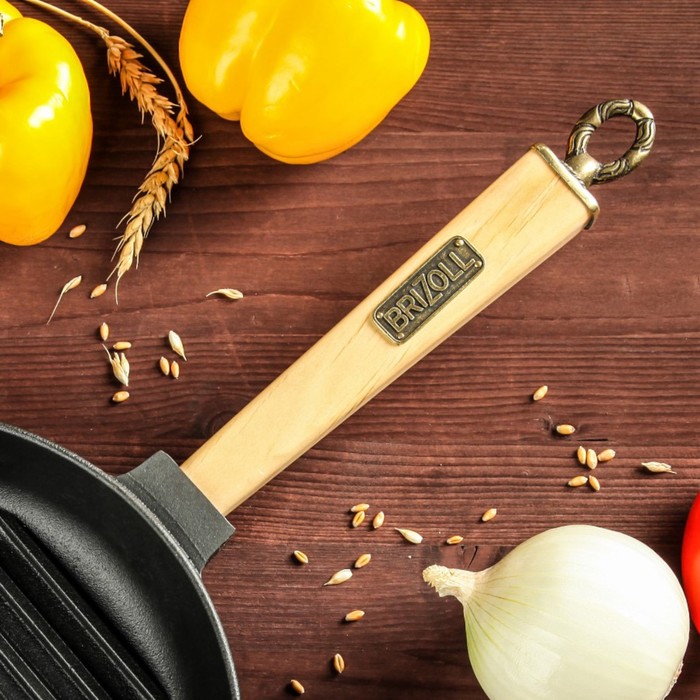 Сковорода чугунная гриль ТМ "BRIZOLL" 240х40 ручка "КЛАССИК"