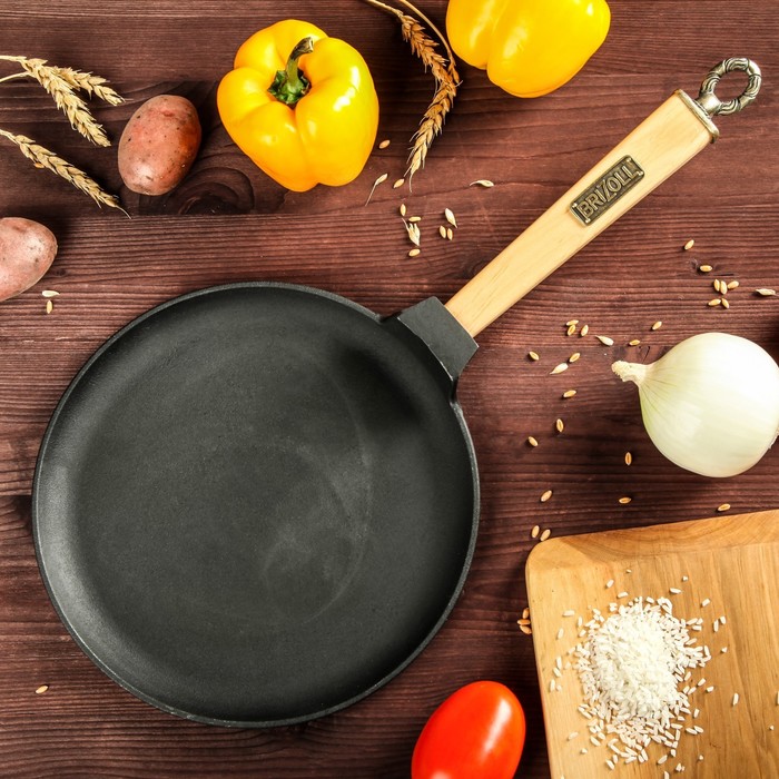 Сковорода чугунная блинная BRIZOLL, ручка "Классик", 24 х 1,5 см