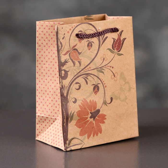 Пакет крафт "Осенний цветок", 8 х 5 х 11 см