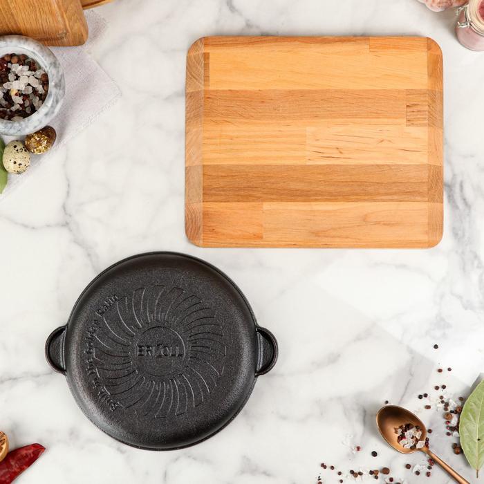 Сковорода чугунная "Хорека", порционная, с дощечкой, BRIZOLL, 18 х 2,5 см