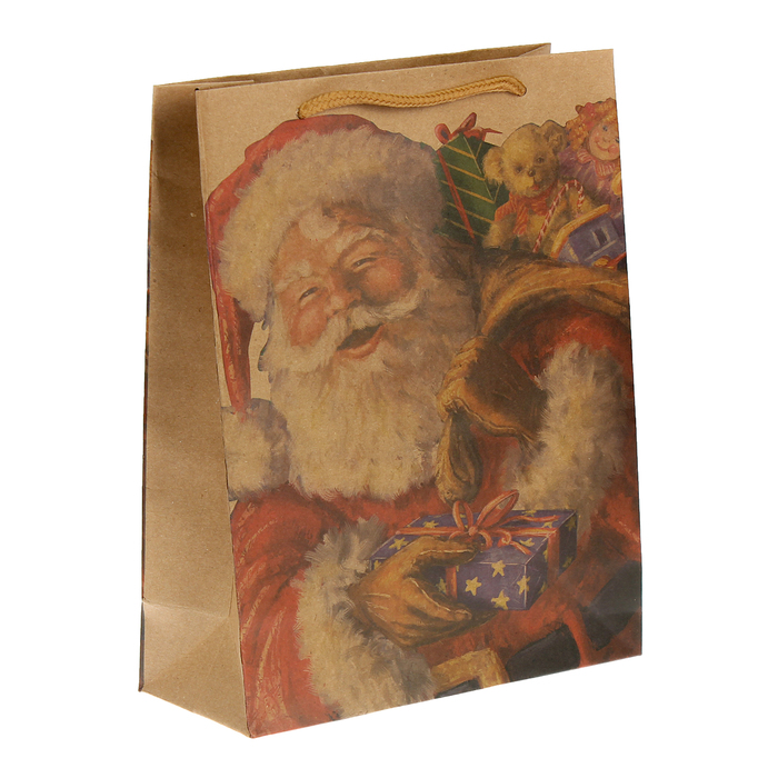 Пакет крафт "Дед Мороз", 24 х 8 х 33 см