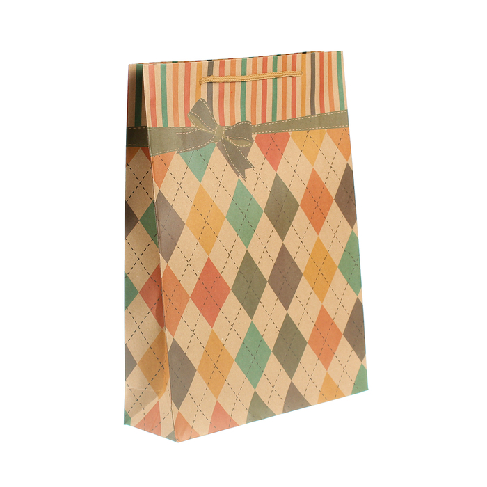 Пакет крафт "Ромбики", 24 х 8 х 33 см