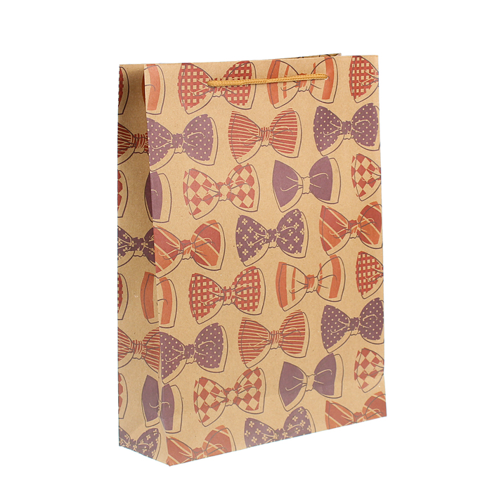 Пакет крафт "Бантики", 24 х 8 х 33 см