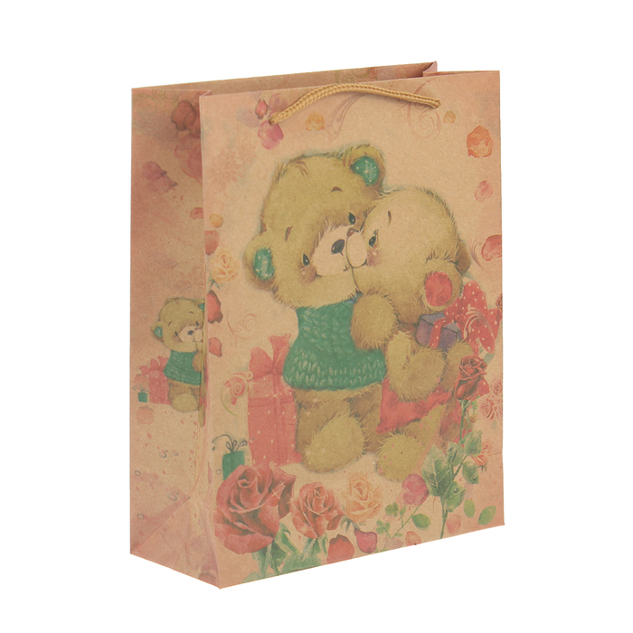 Пакет крафт "Мишки", 24 х 8 х 33 см