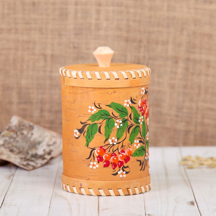 Туес «Рябина», 10х12 см, с ручной росписью