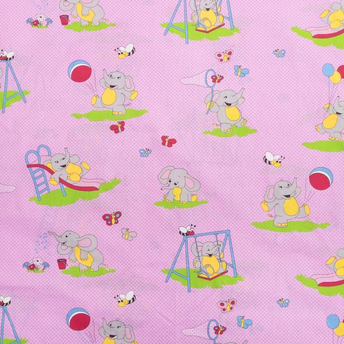 КПБ 1,5сп Сударушка Слоненок розовый 150*215 см,150*215 см,70*70 см 2шт,бязь,125 г/м