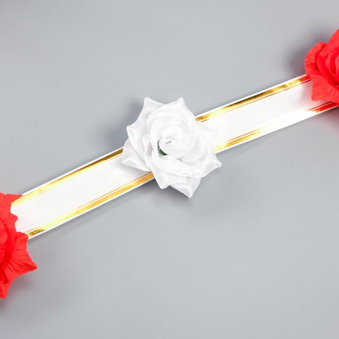 Набор "Эконом-1" кольца на крышу/4 банта/V-образная лента на капот 3 м, красный